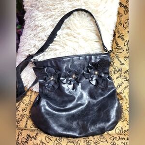 Nicole Miller shoulder bag cute details flowers pvc black